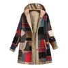 Winter Vintage Women Coat Warm Printing Thick Fleece Hooded Long Coat With Pocket Ladies Outwear Loose Coat For Women