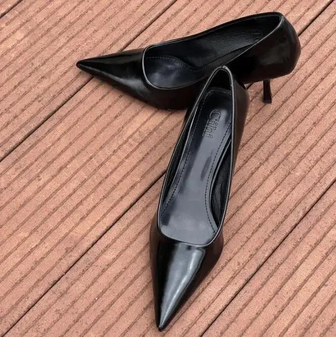 Brand Designer Vintage Women Mary Jane Shoes Fashion Shallow Pointed Toe Shoe Concise High Heels Shoes Classic Zapatos De Mujer
