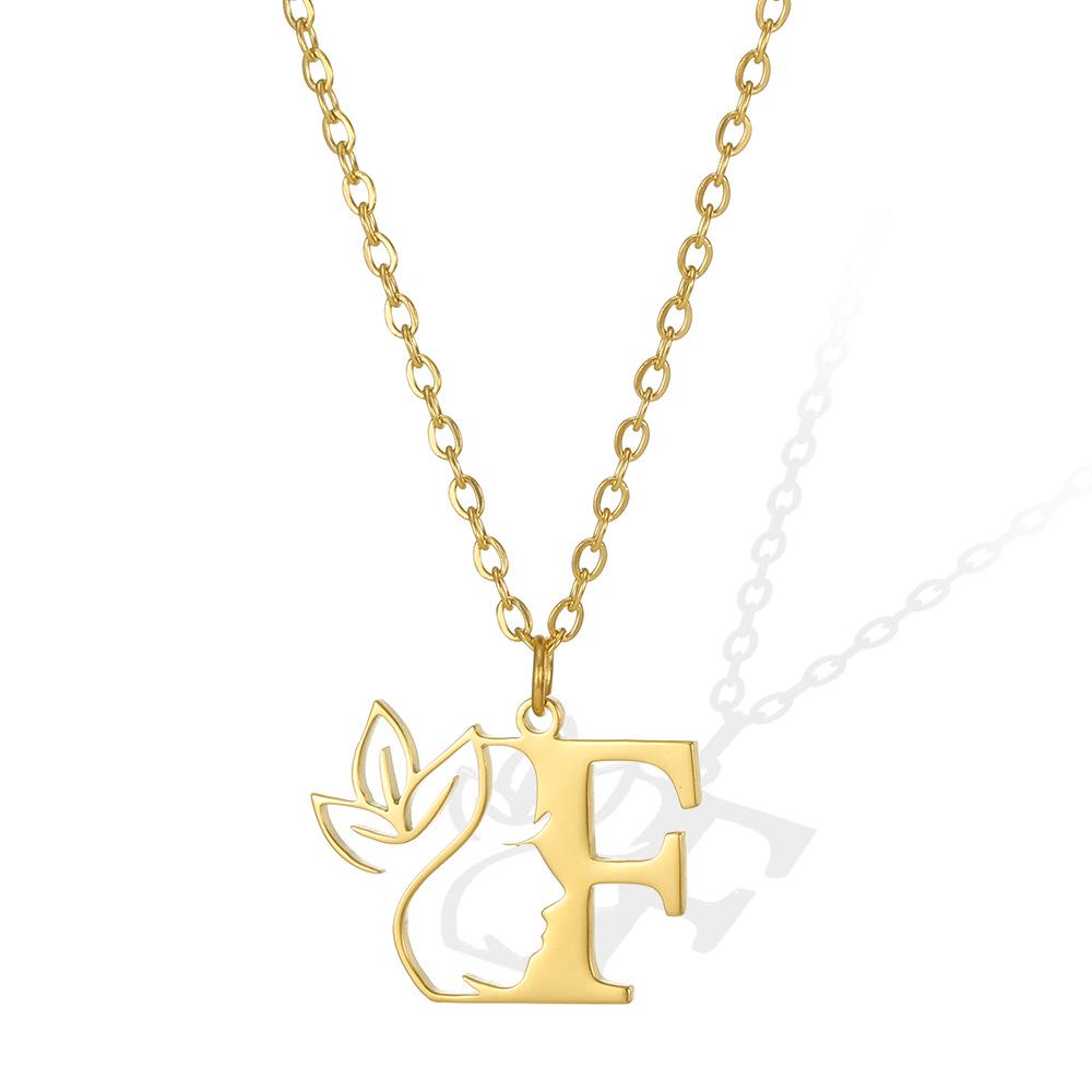 Stainless Steel Floral English Alphabet Necklace - Women's Unique Clavicle Chain