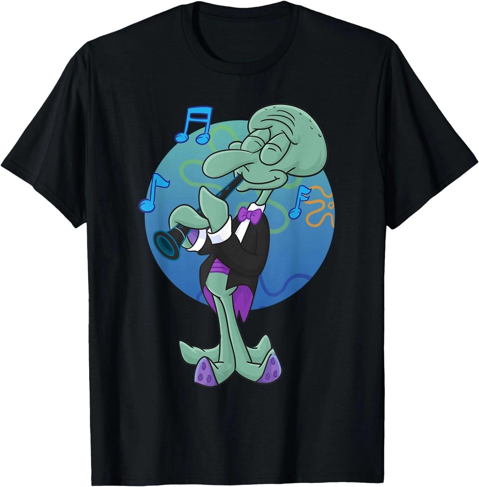 Squidwards Playing Clarry The Clarinet T-Shirt L