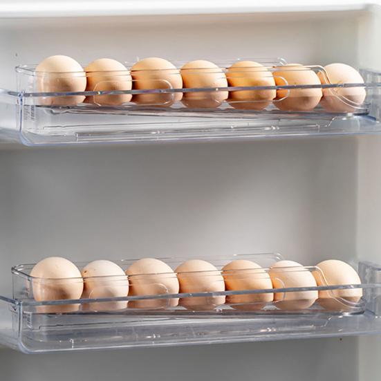 Automatisches Eier-Aufbewahrungsregal mit großer Kapazität, transparentes Design, Kühlschrank-Eier-Organizer, Aufbewahrungsspender