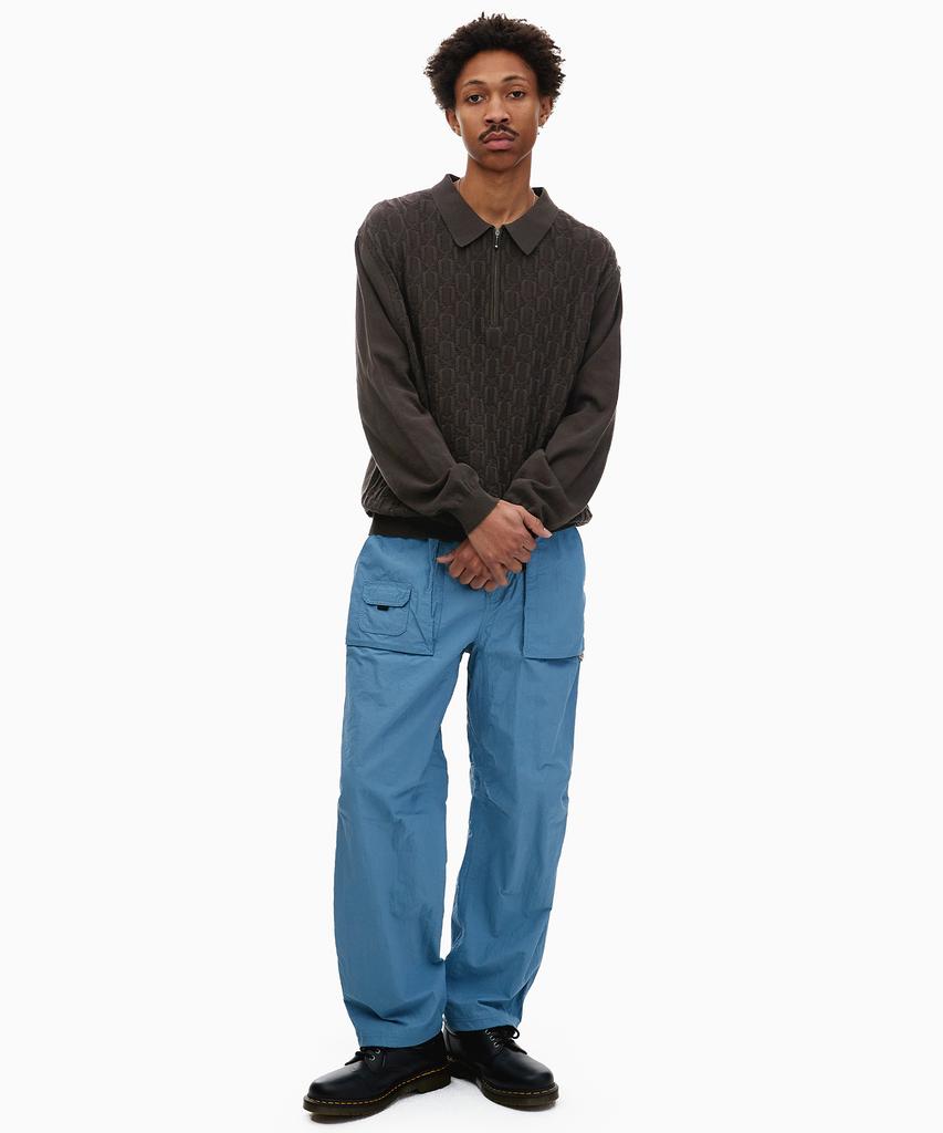 THISISNEVERTHAT Cable Knit Zip Polo Brown
