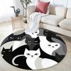 Black & White Cats Pattern Round rug,Carpet Rug for Living Room Bedroom Playroom ,Non-slip Floor Mat,Holiday Gifts and Birthday Gifts.