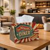 1pc Retro Vintage American Tissue Box Multifunctional, Diner Sign Typography Suitable for Home, Parties, And Car Decoration. This Decorative Tissue Pa