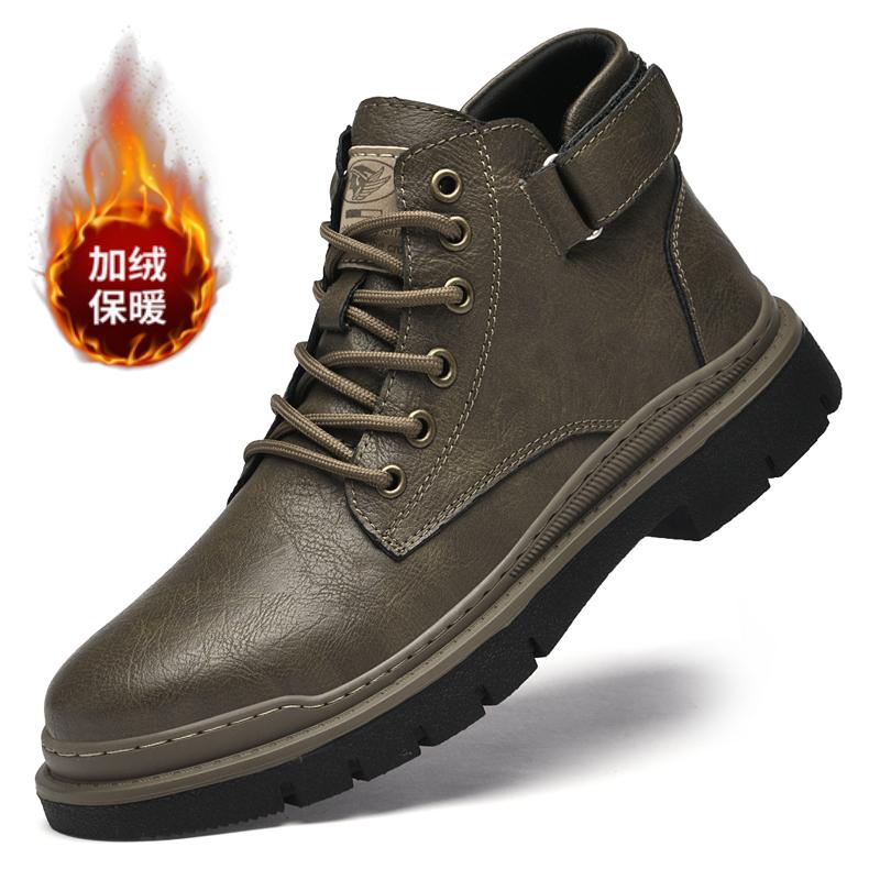 Fashion New Luxury Genuine Leather Laced Desert Boots Men Shoe Brand Leather Handmade Designer Ankle Boot Fashion Outdoor Round Toe Boot