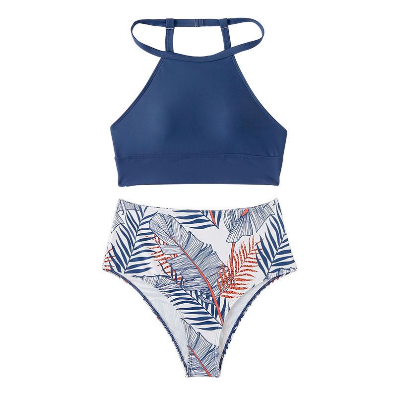 European & American High Waist Bikini - Solid Color, Tummy Covering, Sexy Swimwear