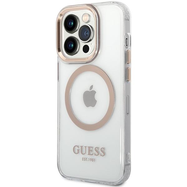 Guess Guhmp15Shtrmd Iphone 15 / 14 / 136.1 Złoty/Gold Hard Case Metal Outline Magsafe
