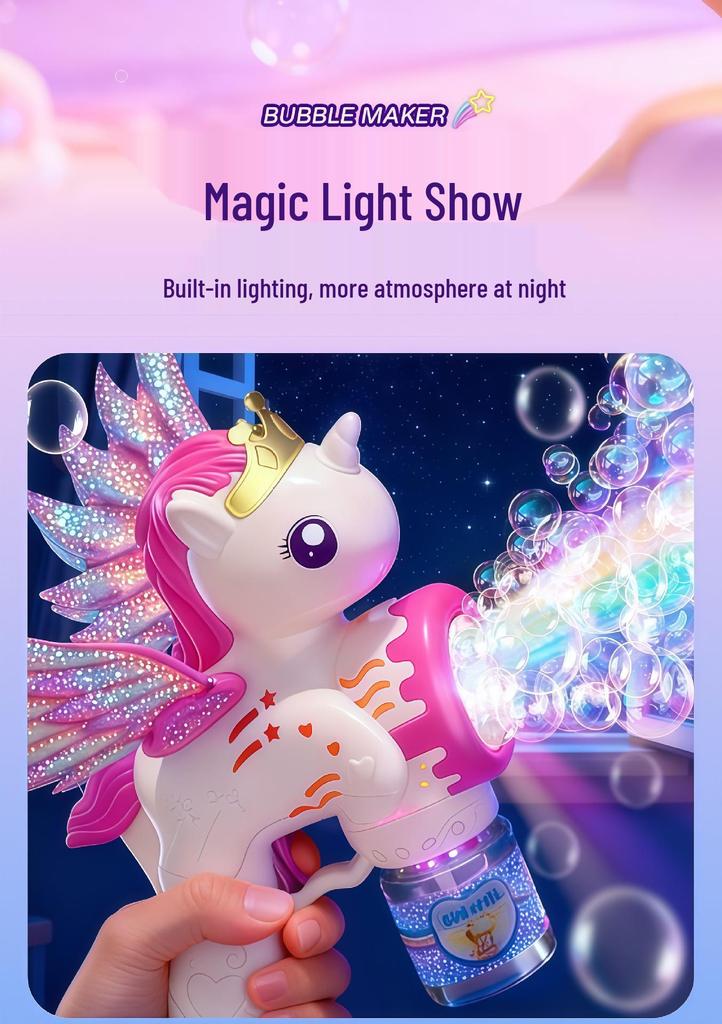 Pegasus Unicorn Light-Up Automatic Bubble Gun Toy