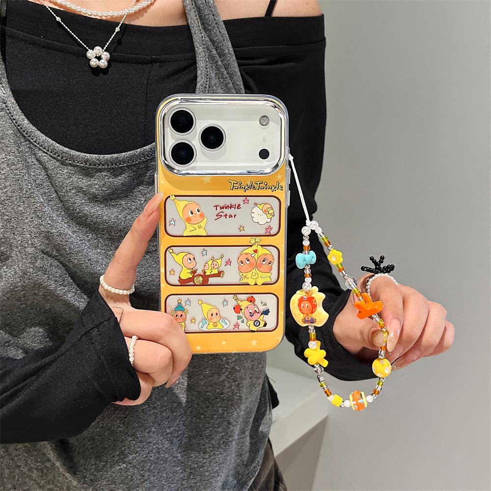 Kawaii Cartoon Star Baby with Chain phone case for iPhone 17 Pro Max 15 14 16 Pro 17 Fundas Korean INS fashion protective cover