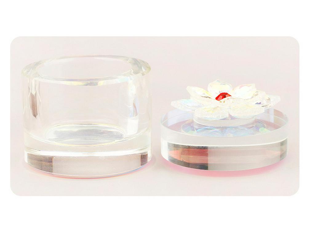 Sunflower Square Iridescent Glass Nail Art Brush Cleaning Cup with Lid