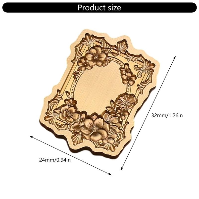 Antique Solid Brass Wax Seal Stamp Head Engraved Embossing Tool Seal Flower Frame for Handmade Letters Gift Wrapping