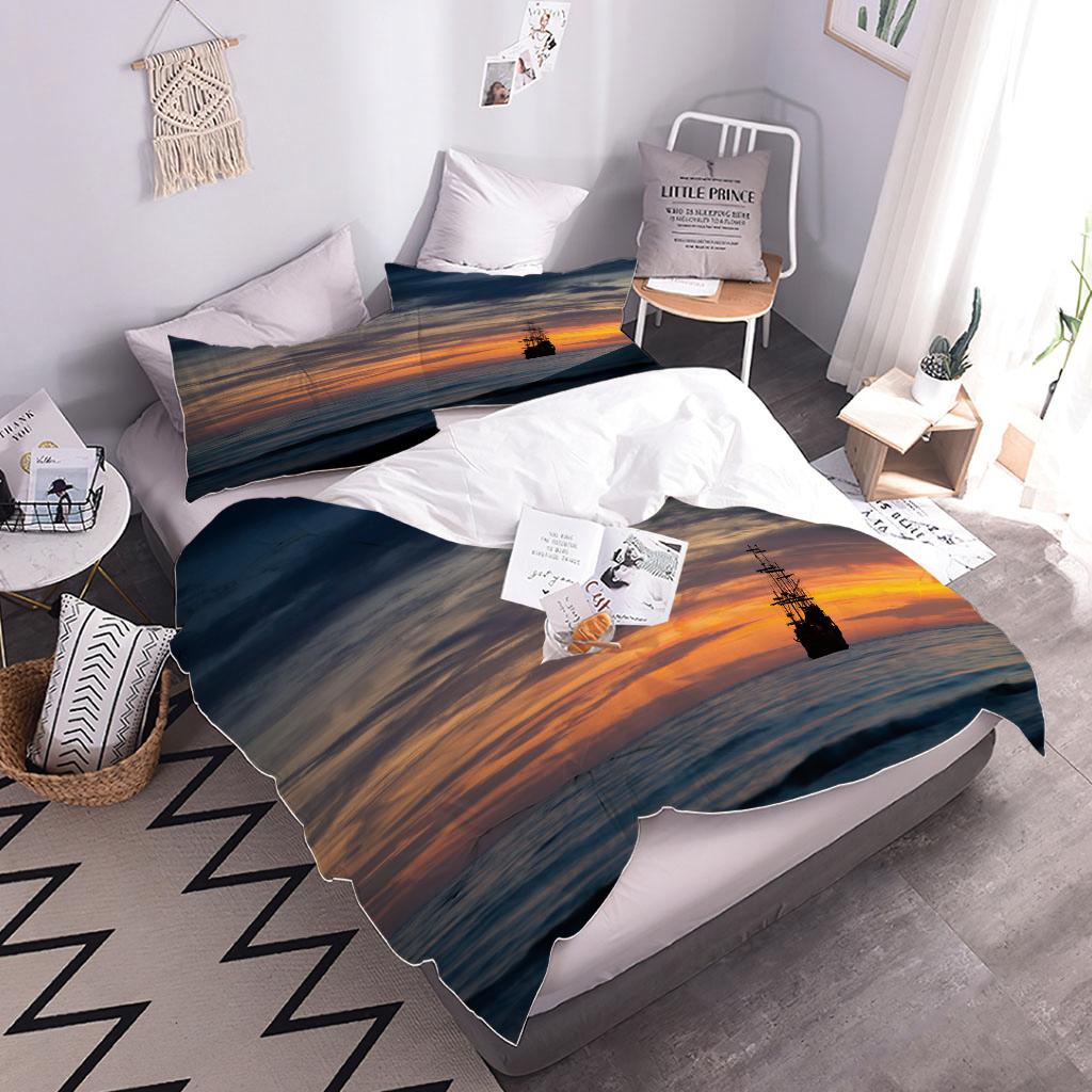 

Duvet Cover Queen Size 3D Red Sunset Landscape Digital Printing, Double Size Bedding Set, Fashion Design, For Girls Kids Room W90xL190cm