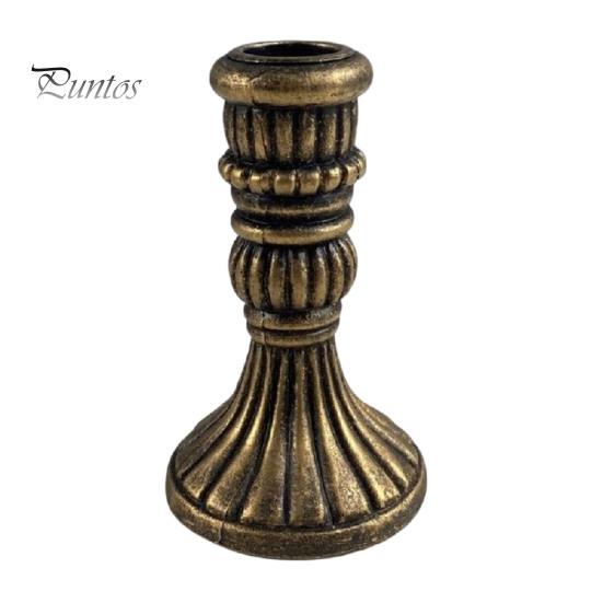 European Retro Candle Holder Vintage Taper Holder, Nostalgic Resin Candlestick Decorative Black Stand for Wedding Party Dinning Table Centerpiece Gold