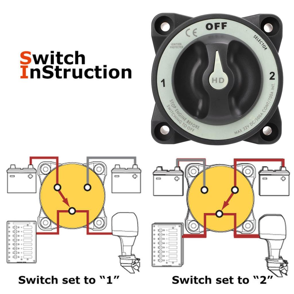500A Disconnect Switch 3 Position Power Disconnect Switch IP66 Waterproof Ignition Protection for RV Boat Marine