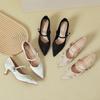 Pointed High Heels Stiletto Huizhou Shoes One-word Belt Mary Jane Shoes Soft Belt and Single Shoes