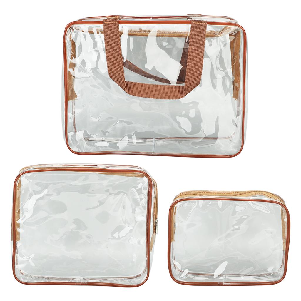 3 Pieces Clear Travel Bags Waterproof Portable Transparent Cosmetic Makeup Bags for Lunch Fitness