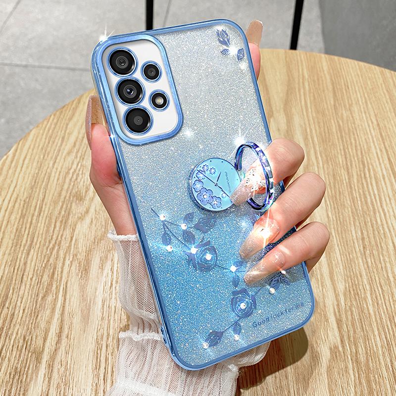 KADEM For Samsung Galaxy A53 5G Cover Flower Decor TPU Phone Case with Ring Kickstand