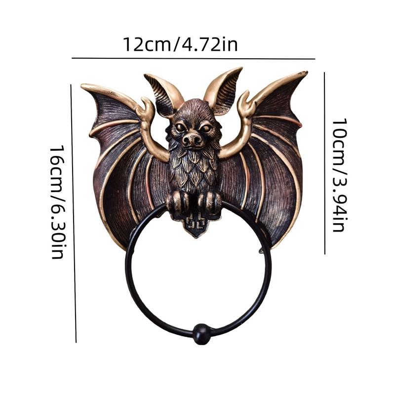 Halloween Bat Door Knocker Vintage Bronze Resin Bat Wall Hanging Decoration For Door Or Window Gothic Home Ornament