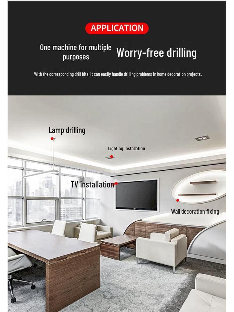 High-Power Electric Hammer Impact Drill for Household Cement and Concrete, Lightweight with Small Conversion Head