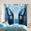 2 Pcs   Versatile Polyester Transparent Curtains for Home Decoration Blue Butterfly for Use In Bedrooms and Living Rooms