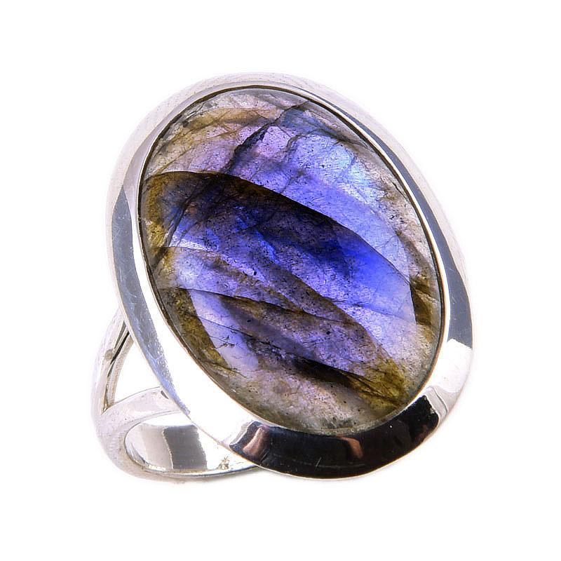 Natural Labradorite Gemstone 925 Solid Sterling Silver Jewelry Ring Size 7 Y1l94