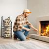 2-Level Metal Firewood Rack with Raised Base, 34x30x80 cm, Black