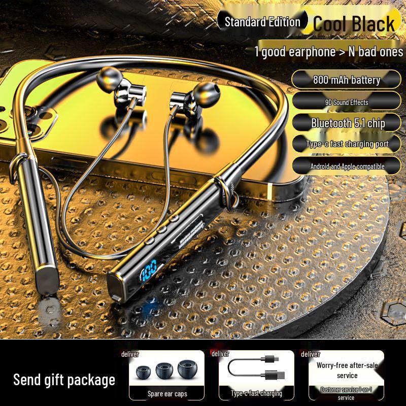 2025 Neckband Bluetooth Earbuds: Long Battery, Noise-Cancelling, Waterproof, Bass-Boosted for Running & E-sports