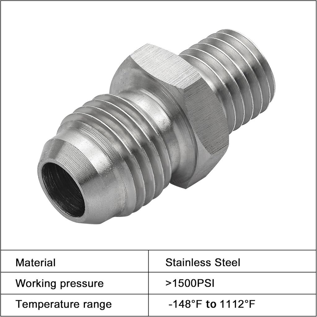 EVIL ENERGY 3AN Male Flare to M10 x 1.0 Male Metric Thread Brake Fitting Stainless Steel Adapter