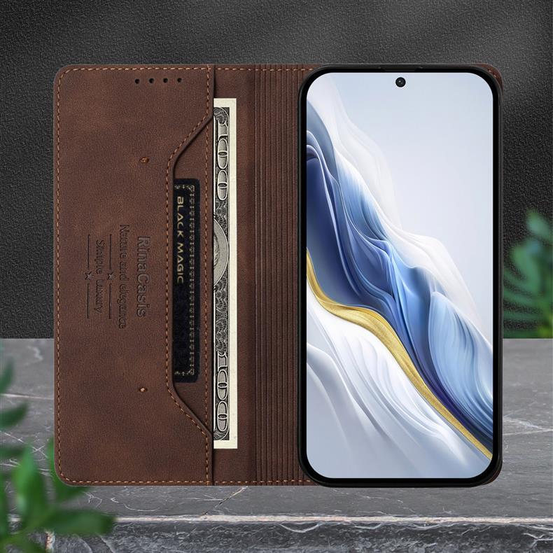 Applicable iPhone 17 pro max Solid Color Strong Magnetic Anti-Skimming Leather Case16E Full protection against falls
