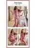 Middle-Aged Mom Long Sleeve Pajamas - Green Plant Series Cardigan, Loose Plus Size Home Set for Women, Spring/Autumn.