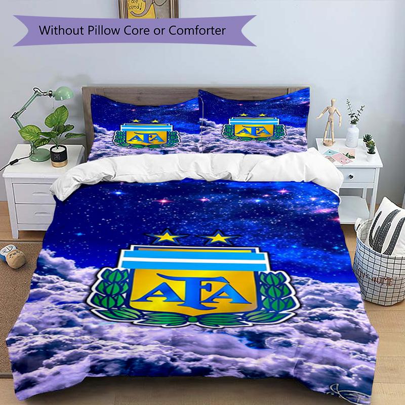 Argentina Football Club Printed Pattern Duvet Cover Set – Includes 1 Duvet Cover and 2 Matching Pillowcases Bedroom Decor Christmas Gifts