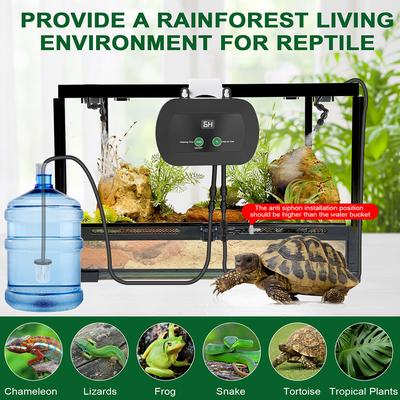 Automatic Reptile Mist Sprinkler with 360°Adjustable Nozzles Reptile Humidifiers for Chameleons Snakes Frogs Turtles & Lizards