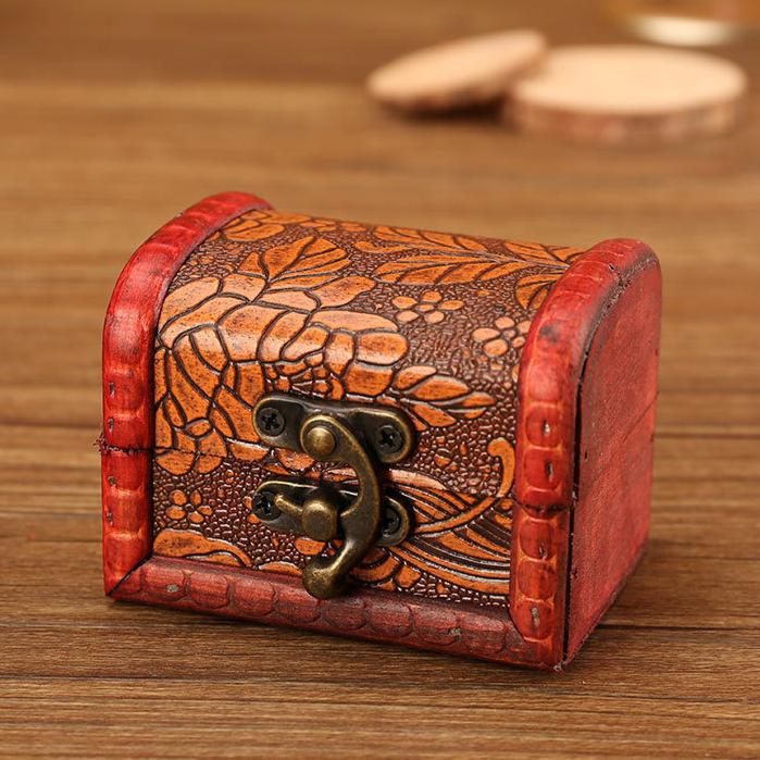 Wooden Jewelry Boxes Handmade Decorative Treasure Trinket Chests Storage Organizer Wood Holder Case Box for Ring Earring Necklace Keepsake Ceremony