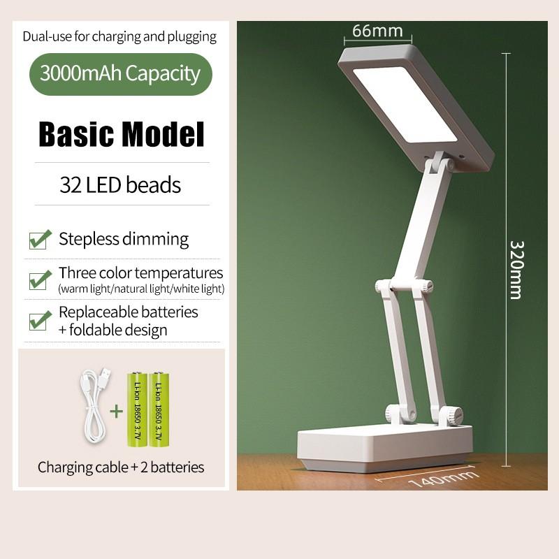Foldable Table Lamp Portable LED Eye Protection Desk Lamp 3 Color Temperature Dimmable Bedside Night Light