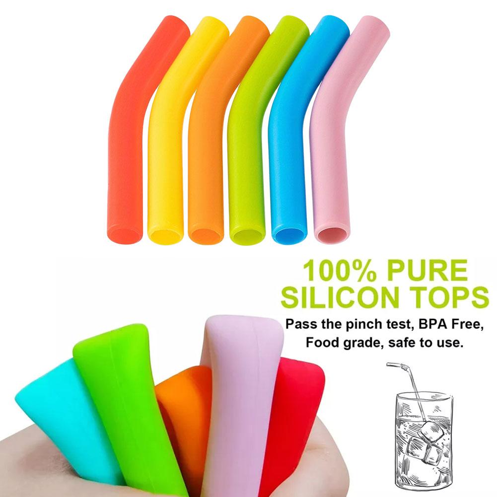6pcs New High-end Metal Straw Silicone Tips 8mm Outer Diameter Food Grade Rubber Straw Covers Flex Elbow Hydraflow Straw