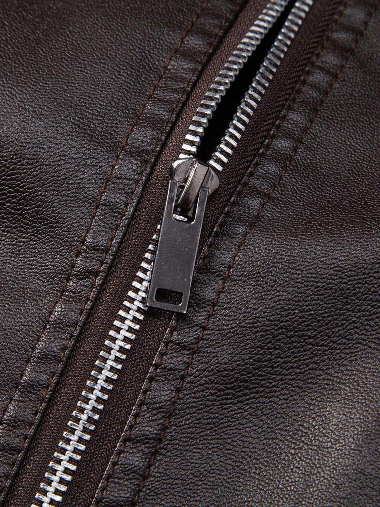 Men's Stand Collar PU Leather Motorcycle Jacket - Spring/Autumn Style