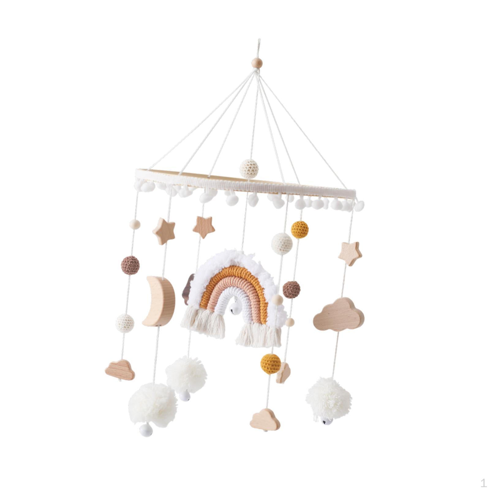 

Детская кроватка Мобильные игрушки Монтессори Детский декор Подарки на день рождения Сенсорная игрушка Подвесная кровать для новорожденных orange Rainbow Cloud