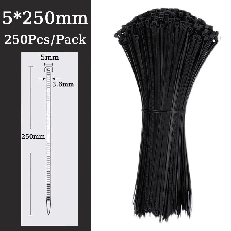 

Самозатискна пластикова кабельна стяжка Чорна 5x400мм кабельна стяжка кріпильне кільце 8*500мм Нейлонова стяжка zip обгортки ремінець кабельна стяжка 8*300мм 1 Pack