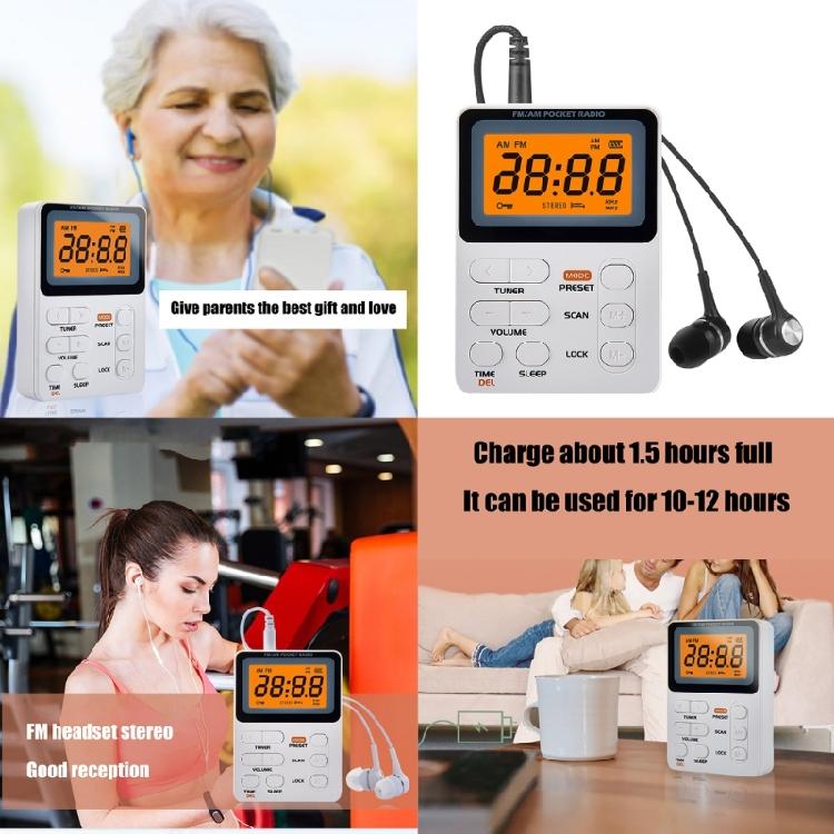 AM FM Radio Portable Battery Operated with Earphone LCD Display Digital Sleep Timer Digital Tuning Radio for Outdoors