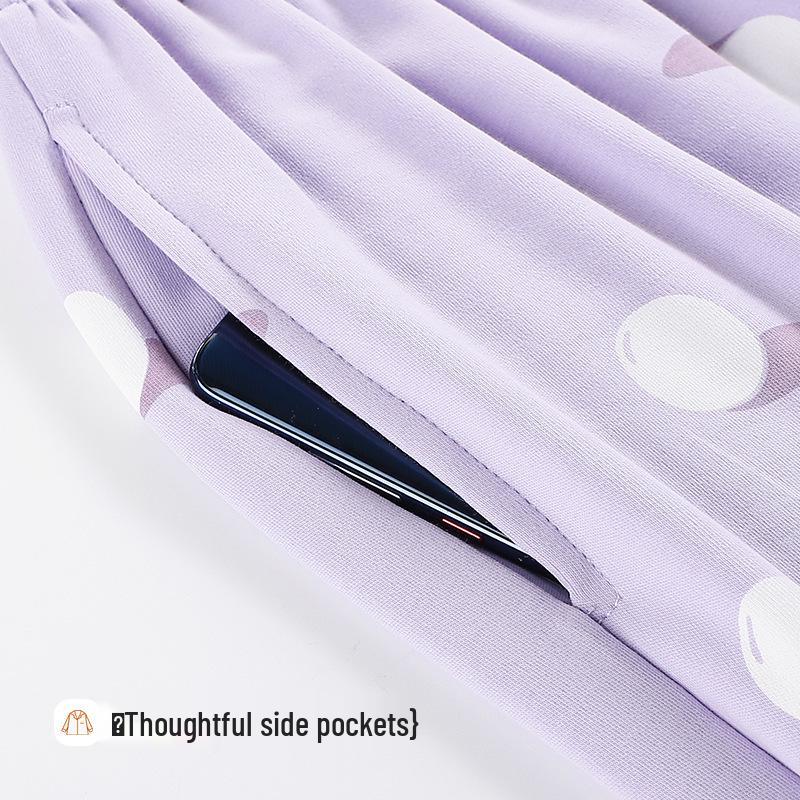 Women's Long Sleeve Lapel Cardigan Pajama Set - Pure Cotton, Casual Home Wear, Can Be Worn Outside.