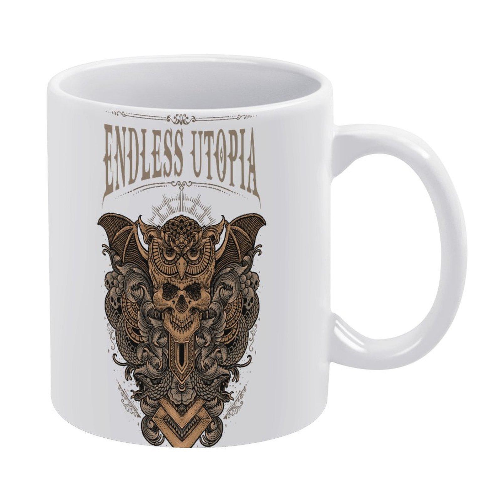 

11oz White Ceramic Mug with Smooth Printed Coating on Both Sides, Heat-Resistant and Perfect for Coffee, Tea and Hot Cocoa белый