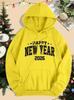 2026 Happy New Year Print Hoodie: Women's Loose-Fit Autumn/Winter Y2K Streetwear