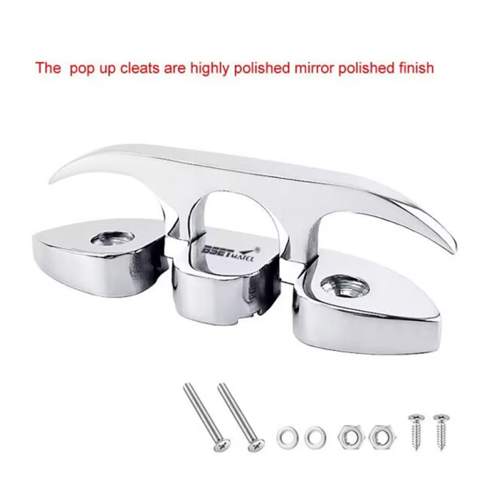 120mm Stainless Steel 316 Boat Flip Up Folding Pull Up Cleat Dock Deck Marine Hardware Line Rope Mooring Cleat Accessorie