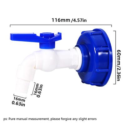 1Pc Durable Ibc Tank Tap Adapter S60*6 Coarse Thread To 1/2'' 3/4'' Connector Replacement Valve Garden Home Quick Connect Faucet