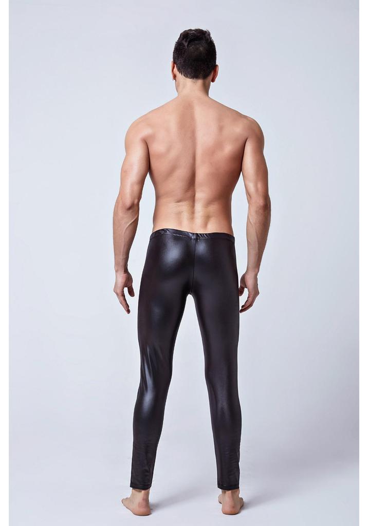 Men's Patent Leather Exotic Lingerie Bodysuit for Nightclub and Stage Performance