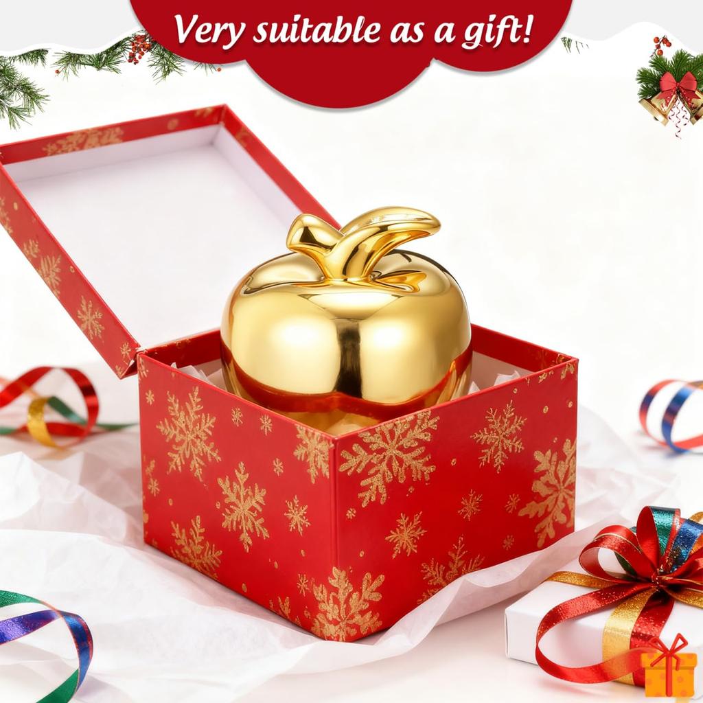 GRIRIW Elegant Sea Ceramic Christmas Ornament, Golden Color Tabletop Ornament with Space-Saving Design, Perfect for Home Parties or Desk Decoration