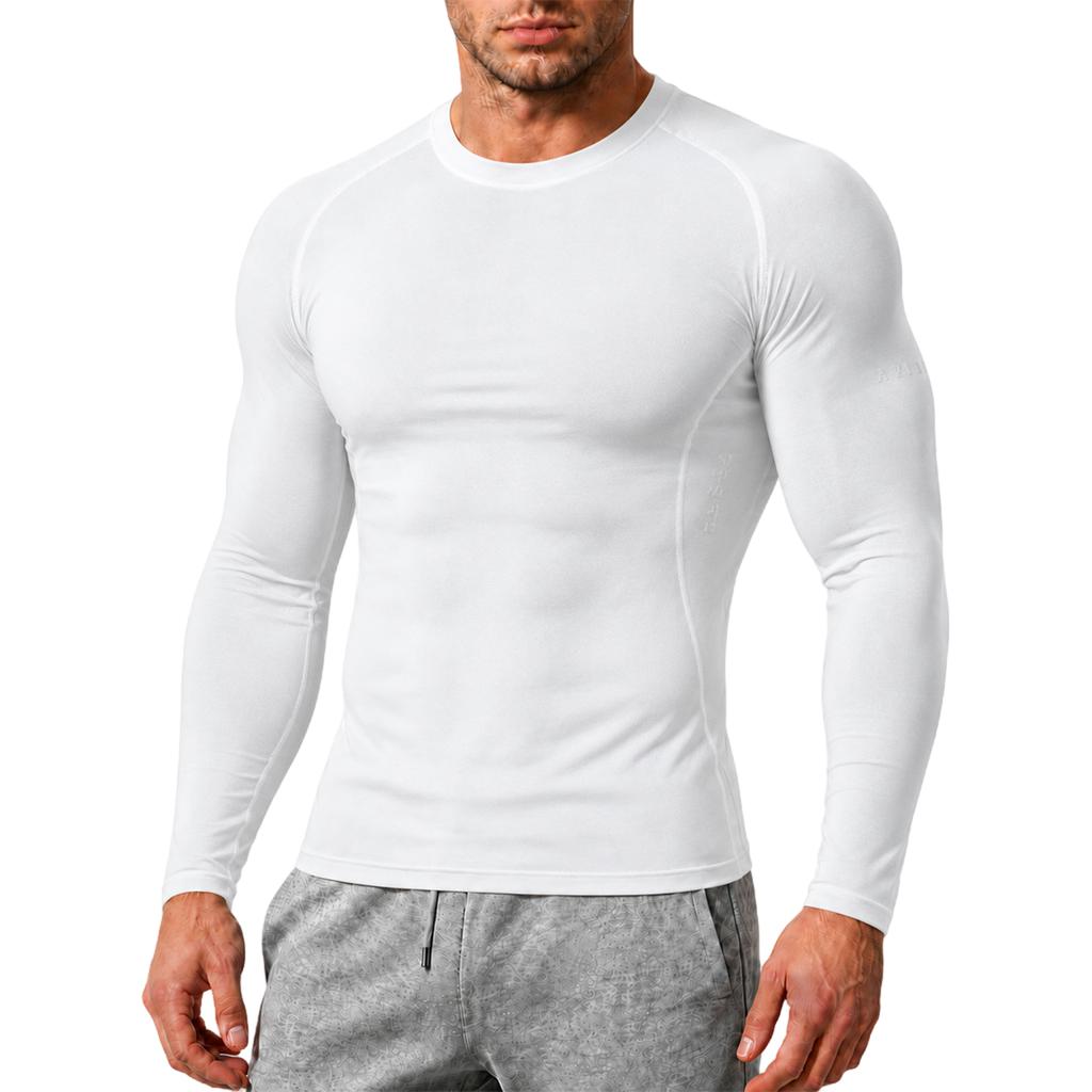 T-shirt de compression à manches longues pour homme, col haut, t-shirt athlétique, coupe ajustée, séchage rapide, haut d'entraînement fitness, t-shirt d'entraînement extensible