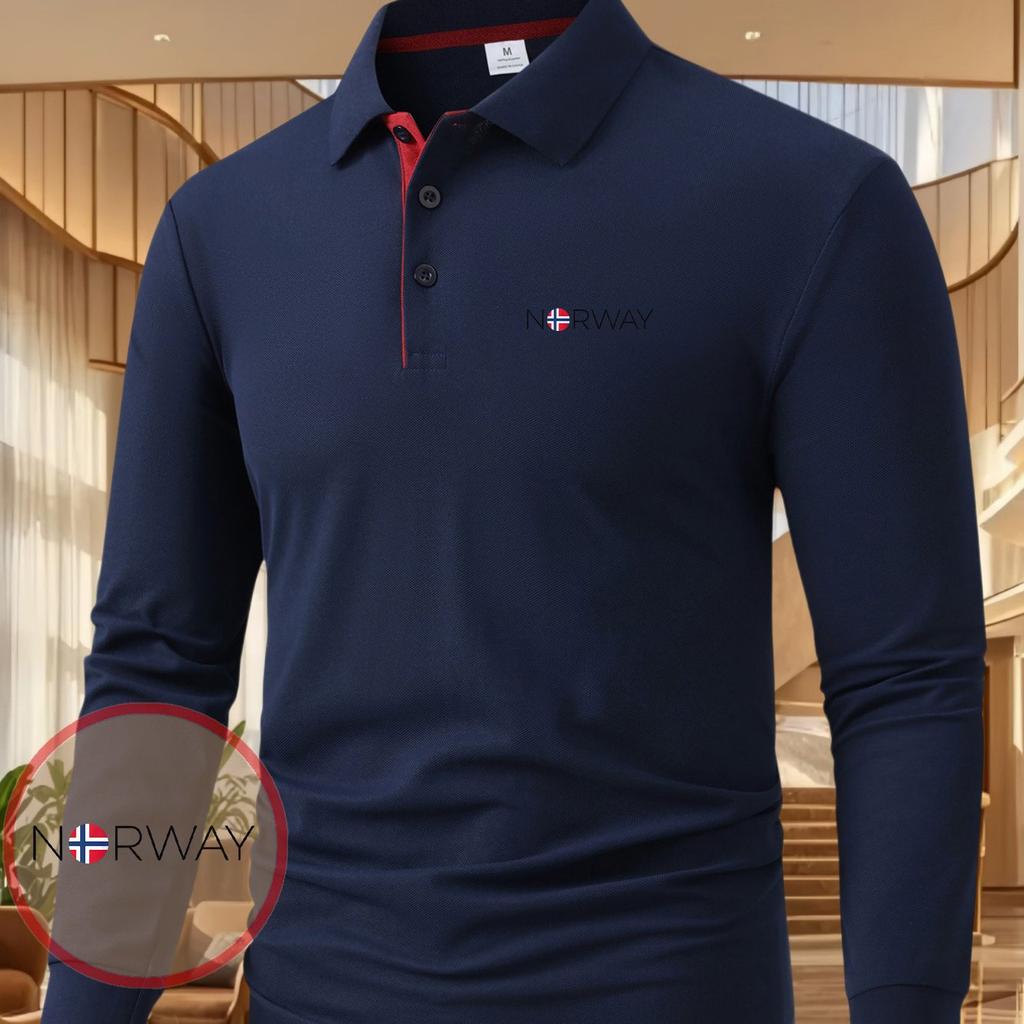 Men'S Long Sleeve Casual Summer Print T-Shirt - Fashionable Versatile Top, Geometric Design, Lightweight Polo Golf Shirt