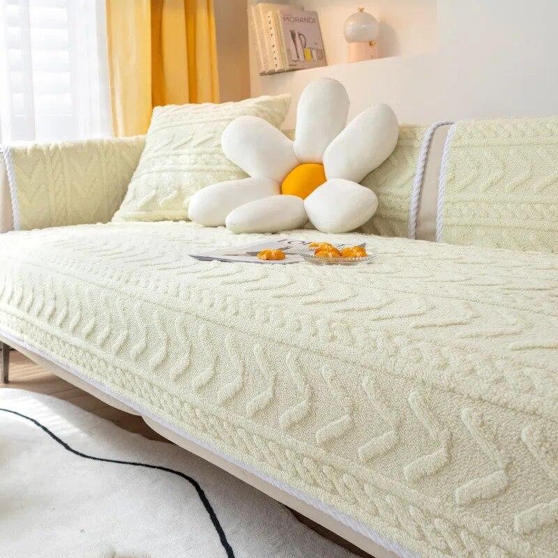 

Зимний современный однотонный кожаный диван-полотенце, утепленный плюшевый чехол для углового дивана для гостиной, противоскользящий чехол для дивана 70x70cm 1pcs