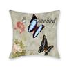 Hug Literary Retro Butterfly Flower Print Pillow Home Bedroom Sofa Decorative Cushion Cushion Cover
